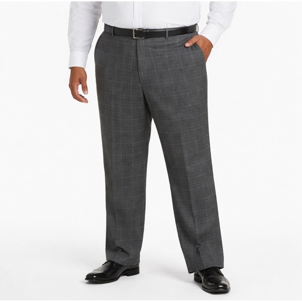 Shaquille O Neal XLG Dress Pants Trousers Mens 52x30 Gray Plaid Comfort